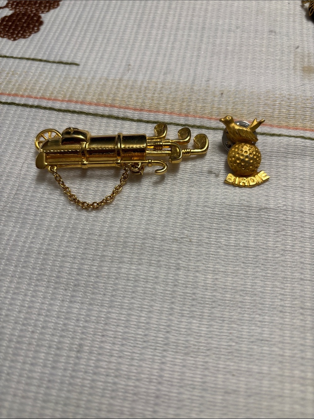 Golf Bag and Birdie Gold-Tone Tie Bar and Pin Set